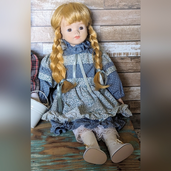 Vintage Jack & Jill Porcelain Dolls With Bucket - Picture 2 of 14